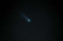 A comet streaking across the night sky