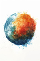 Watercolor illustration of the Earth, representing the biblical creation by God.