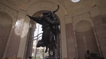 Paris, France - March 20, 2024: The statue "Gloria Victis" by Antonin Mercié inside the Petit Palais, Paris.