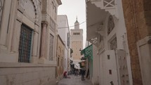 Minaret of Al-Zaytuna Ez-Zitouna El-Zituna Mosque of Olive at the center of the Medina Old Town Tunis, Tunisia