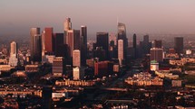 Aerial view of Downtown Los Angeles California during sunset