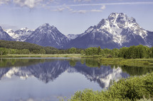 A beautiful summer day along the Snake River at Oxbow Bend located in Grand Teton National Park