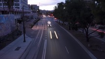 Timelapse of traffic in the city at dusk