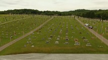 drone over a Cemetery on Memorial Day