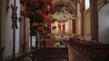 Interior of Metropolitan Cathedral of Our Lady of the Assumption in Oaxaca, Mexico.