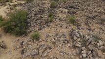 Aerial of a multitude of large boulders in a desert wilderness