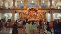Day of The Dead Dia de los Muertos Ofrenda Altar Display Decoration with Sugar Skull Calavera and Marigolds Oaxaca, Mexico