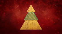 Gold geometric christmas tree background. 