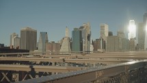 Manhattan, New York City, USA - Brooklyn Bridge and Manhattan Skyline in the Morning