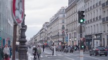 Paris, France - March 18, 2024: March Rue de Rivoli in Paris - A historic and bustling street lined with elegant arcades, luxury shops, and iconic landmarks.