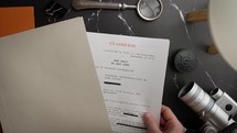 Top Secret Document on black table office