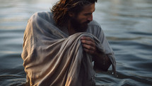Jesus being baptized. 