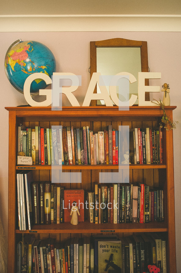 word Grace on a book shelve
