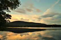 lake scene at sunset 
