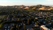Aerial View Over Northern California Suburbs