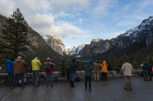 Photographers setting up cameras in Yosemite