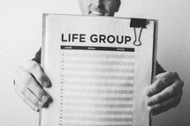 A Man With a Life Group Sign Up Sheet