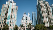 Modern Skyscrapers towers in Dubai City 