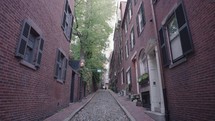 Acorn Street famous cobblestoned street in the Beacon Hill neighborhood, a historic neighborhood in Boston, Massachusetts