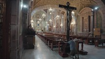 Inside Templo de San Francisco de Asís Catholic church cathedral Santiago de Querétaro, Mexico