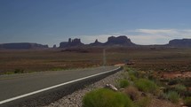 The scenic highway through Monument Valley in Utah and Arizona