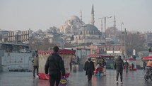 Istanbul Turkey Eminönü Meydanı Square with Yeni Cami Mosque in the Background