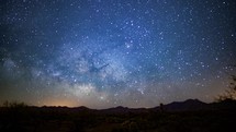 Timelapse of the Milky Way rising over a desert landscape