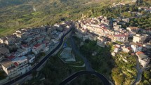 Panoramic Aerial Shot Of The Small Country Of Careri, Italy 