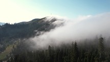 Foggy mountain peak
