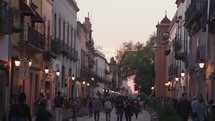 Crowd of People at Popular La Calle Francisco I. Madero Street in Historical Center Santiago de Querétaro