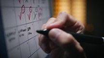 Cross out calendar appointments on a calendar 