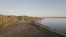 Drone shot of lake shore