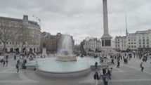 London, United Kingdom - Trafalgar Square, The National Gallery, Nelson's Column Monument, Statues and Sculptures