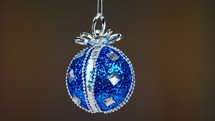 Close up of a rotating Christmas ornament