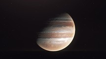 Spinning Planet Jupiter In Deep Space - animation	