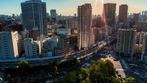 TOKYO - OCT 3rd, 2022: Timelapse of highways through Minato, Tokyo, Japan