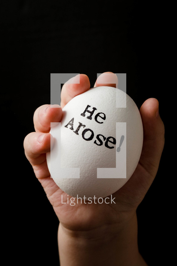 He arose on an egg in a hand 