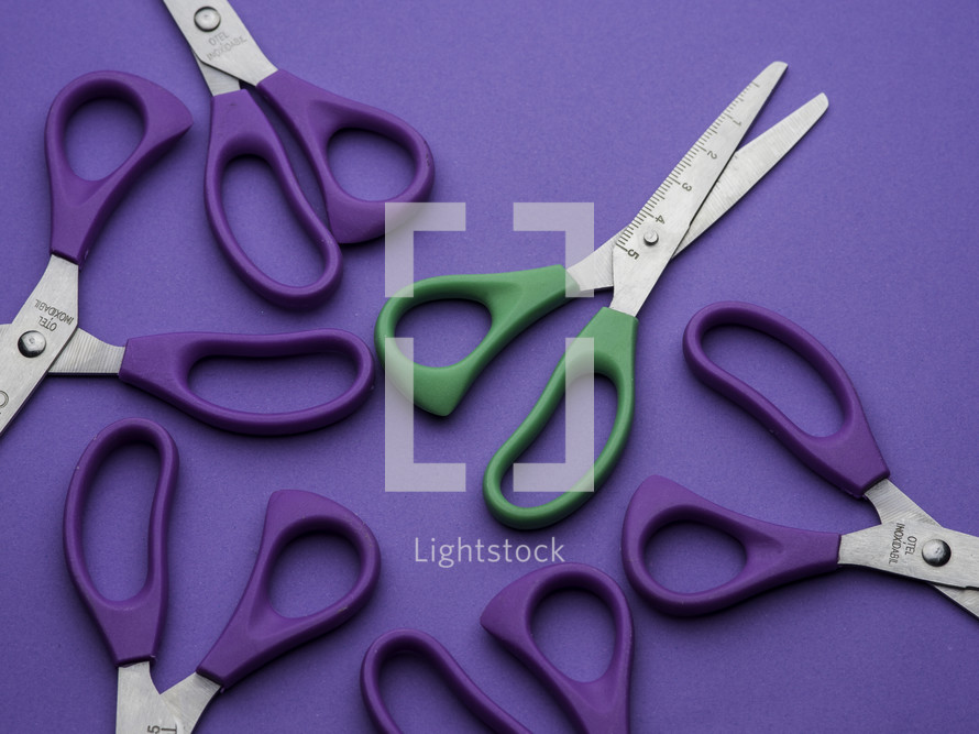 scissors on a purple background 
