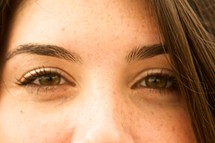 A close-up of a woman's eyes