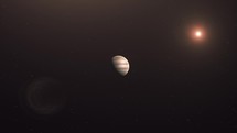 Largest Planet Jupiter And Its Moon In The Outer Space. animation	