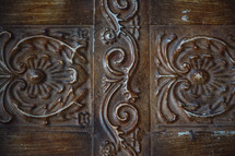 decorative metal on a door 