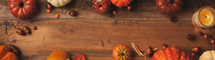 Fall border and background with pumpkins 