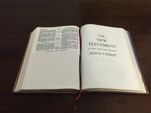 Bible opened up to the New Testament 