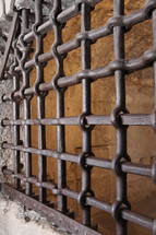 Prison window with iron bars