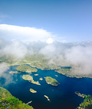 aerial view over a lake 
