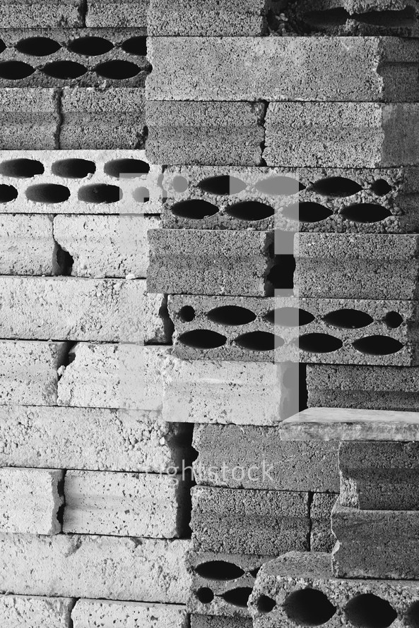 stacked concrete blocks 