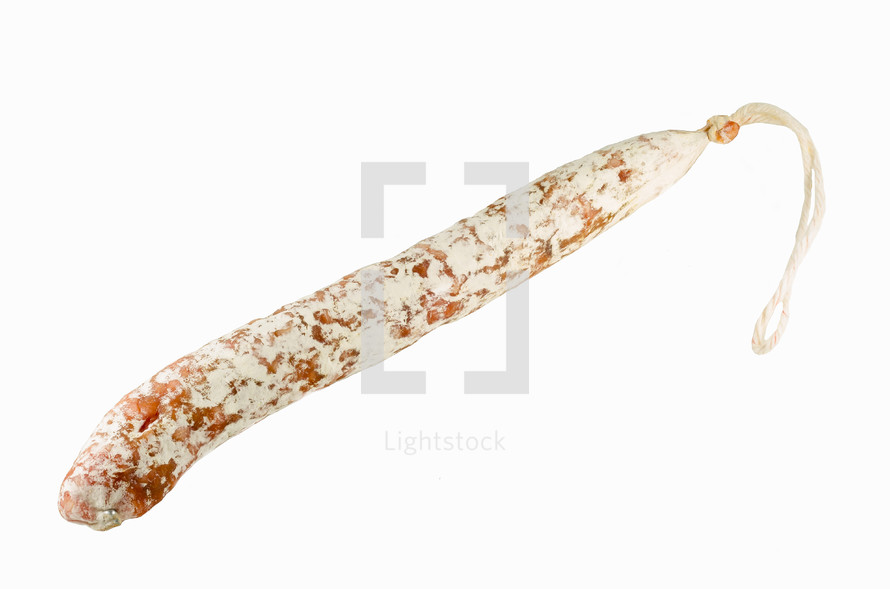 Spanish salami fuet isolated on white background