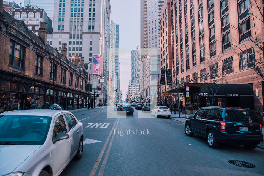 traffic on streets in Chicago 