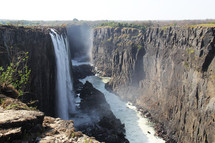 large waterfall over a cliff 