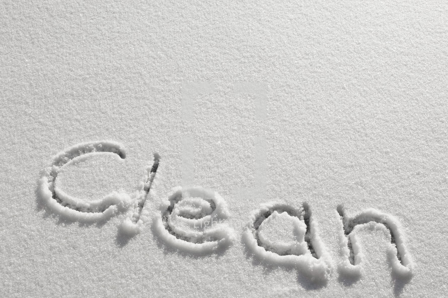 clean written in fresh snow